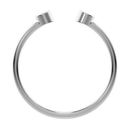 0.06Ct Round Cut Simulated Clear Diamond Minimalist adjustable bezel Stackable Toi et Moi 14K / 18K Solid White Gold everyday wedding band