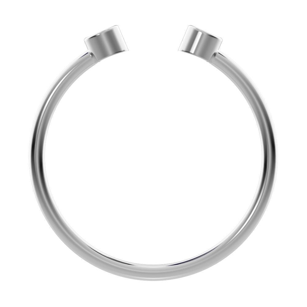 0.06 ct Round Cut Moissanite dainty Minimalist adjustable bezel Stackable Toi et Moi 14K / 18K Solid White Gold everyday wedding band