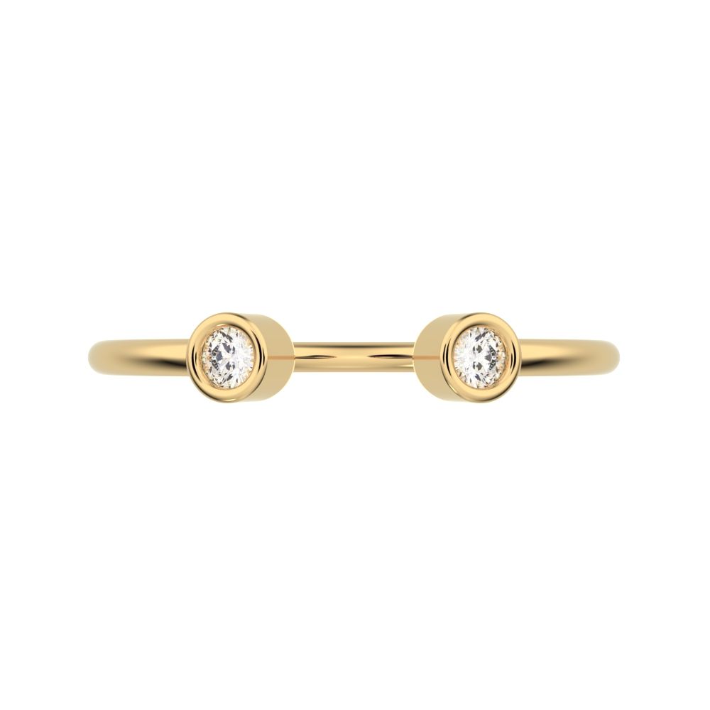 0.06Ct Round Cut Simulated Clear Diamond Minimalist adjustable bezel Stackable Toi et Moi 14K / 18K Solid Yellow Gold everyday wedding band