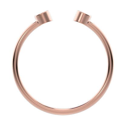 0.06Ct Round Cut Simulated Clear Diamond Minimalist adjustable bezel Stackable Toi et Moi 14K / 18K Solid Rose Gold everyday wedding band