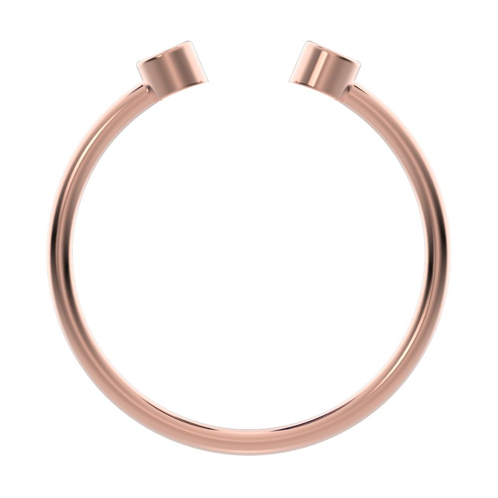 0.06 ct Round Cut Moissanite dainty Minimalist adjustable bezel Stackable Toi et Moi 14K / 18K Solid Rose Gold everyday wedding band