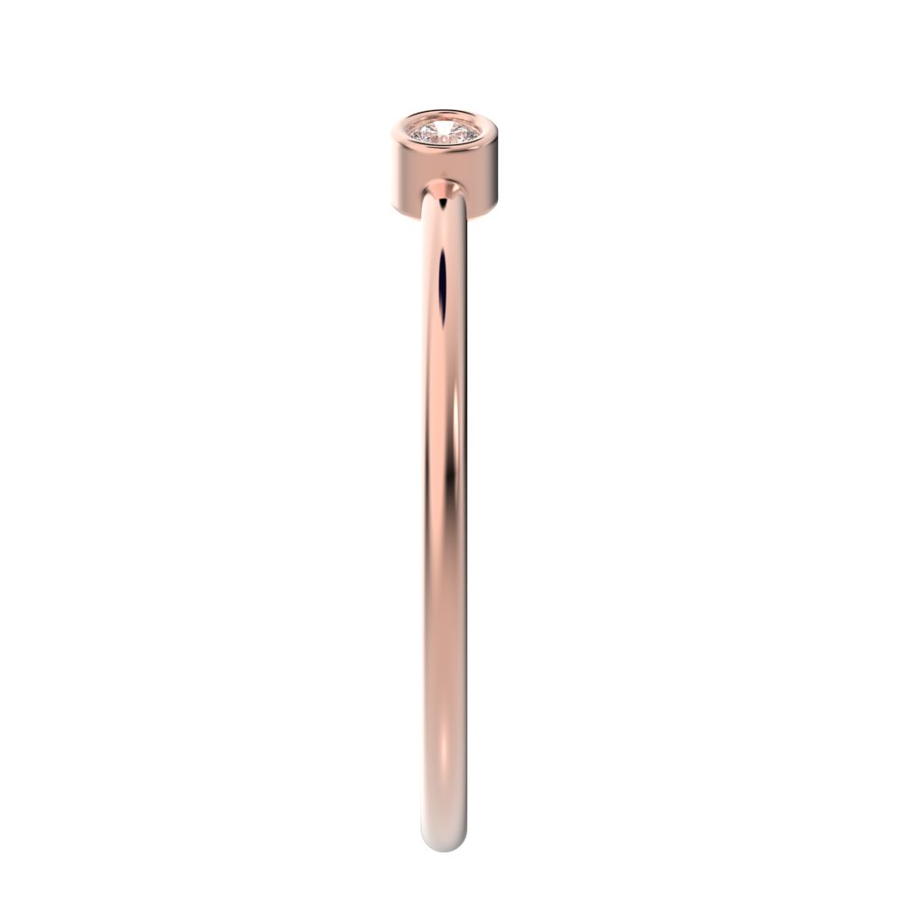 0.06Ct Round Cut Simulated Clear Diamond Minimalist adjustable bezel Stackable Toi et Moi 14K / 18K Solid Rose Gold everyday wedding band