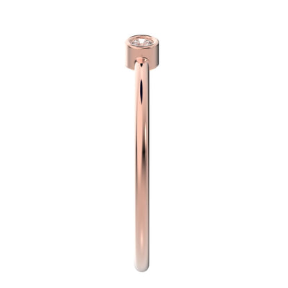 0.06Ct Round Cut Simulated Clear Diamond Minimalist adjustable bezel Stackable Toi et Moi 14K / 18K Solid Rose Gold everyday wedding band