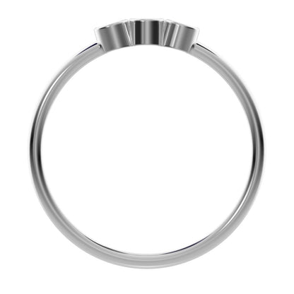 0.09 ct Round Cut Moissanite dainty Minimalist adjustable bezel Stackable 3 stone 14K / 18K Solid White Gold everyday wedding band