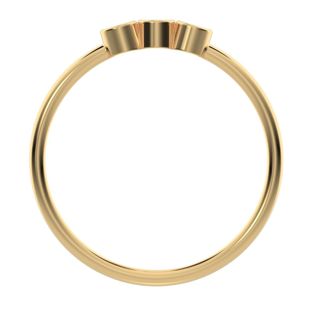 0.09Ct Round Cut Simulated Clear Diamond Minimalist adjustable bezel Stackable 3 stone 14K / 18K Solid Yellow Gold everyday wedding band