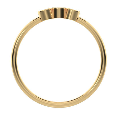 0.09Ct Round Cut Simulated Clear Diamond Minimalist adjustable bezel Stackable 3 stone 14K / 18K Solid Yellow Gold everyday wedding band