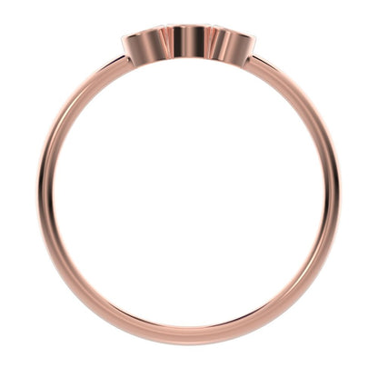 0.09Ct Round Cut Simulated Clear Diamond Minimalist adjustable bezel Stackable 3 stone 14K / 18K Solid Rose Gold everyday wedding band