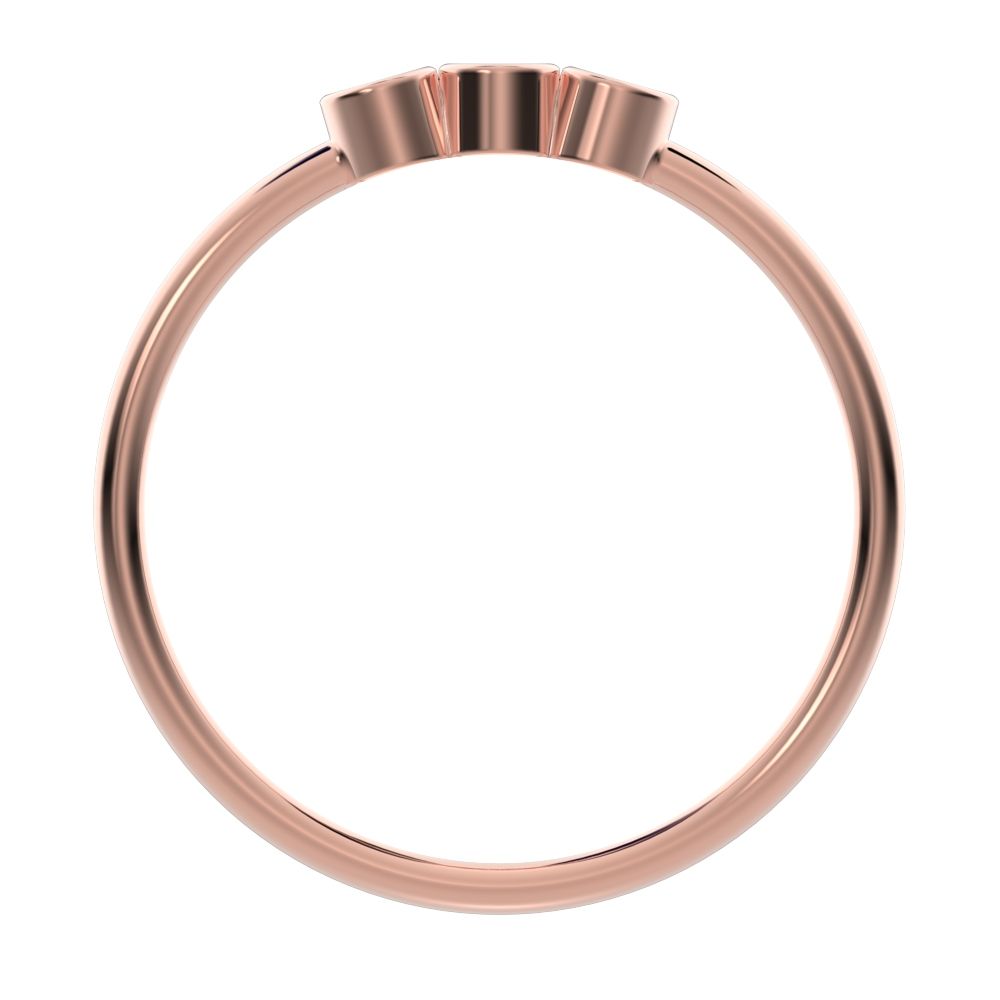 0.09 ct Round Cut Moissanite dainty Minimalist adjustable bezel Stackable 3 stone 14K / 18K Solid Rose Gold everyday wedding band