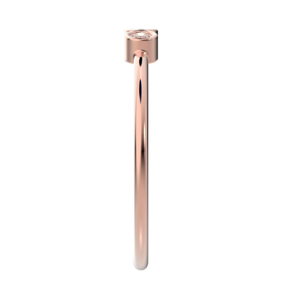 0.09Ct Round Cut Simulated Clear Diamond Minimalist adjustable bezel Stackable 3 stone 14K / 18K Solid Rose Gold everyday wedding band