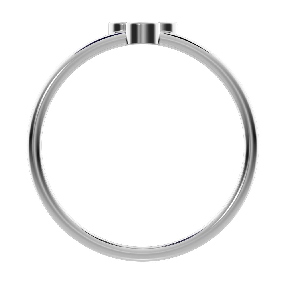 0.09 ct Round Cut Simulated Clear Diamond dainty Minimalist overlap bezel 3 stone light cluster 14K / 18K Solid White Gold everyday ring