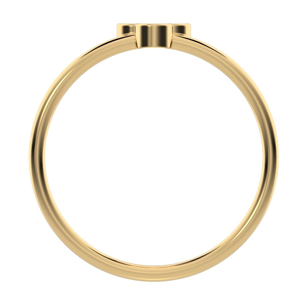 0.09 ct Round Cut Moissanite dainty Minimalist overlap bezel 3 stone light cluster 14K / 18K Solid Yellow Gold everyday ring