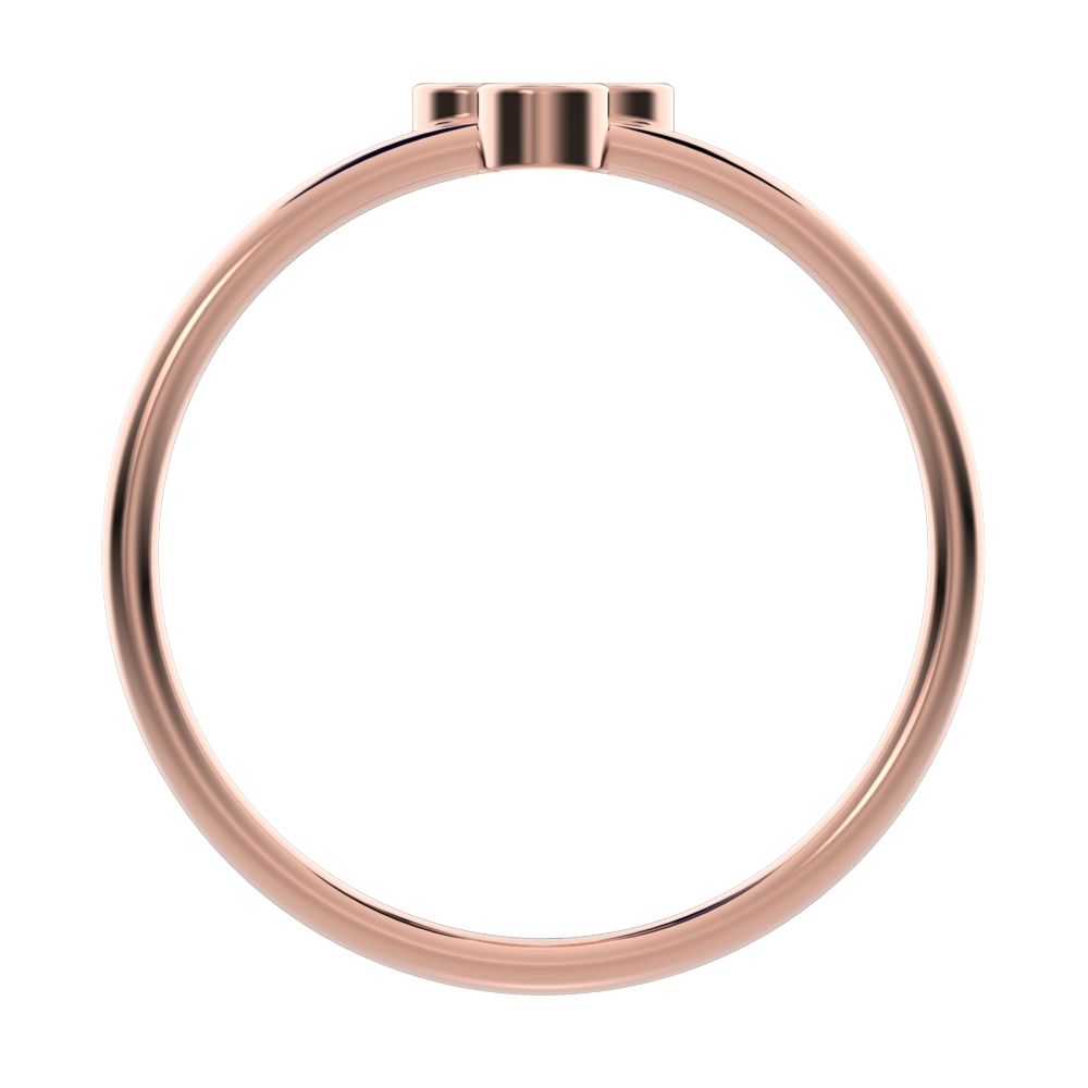 0.09 ct Round Cut Moissanite dainty Minimalist overlap bezel 3 stone light cluster 14K / 18K Solid Rose Gold everyday ring