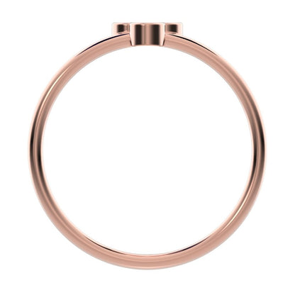 0.09 ct Round Cut Moissanite dainty Minimalist overlap bezel 3 stone light cluster 14K / 18K Solid Rose Gold everyday ring