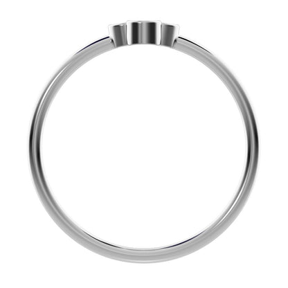0.12 ct Round Cut Moissanite dainty Minimalist vertical bezel 4 stone cluster light 14K / 18K Solid White Gold everyday ring