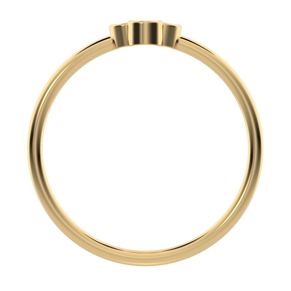 0.12 ct Round Cut Moissanite dainty Minimalist vertical bezel 4 stone cluster light 14K / 18K Solid Yellow Gold everyday ring