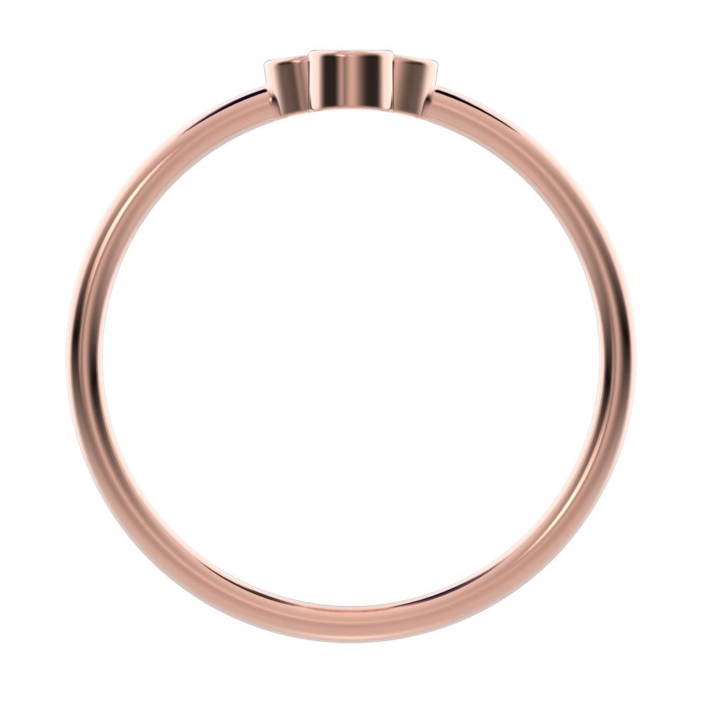 0.12 ct Round Cut Simulated Clear Diamond dainty Minimalist vertical bezel 4 stone cluster light 14K / 18K Solid Rose Gold everyday ring