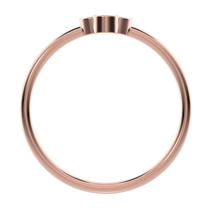 0.12 ct Round Cut Moissanite dainty Minimalist vertical bezel 4 stone cluster light 14K / 18K Solid Rose Gold everyday ring