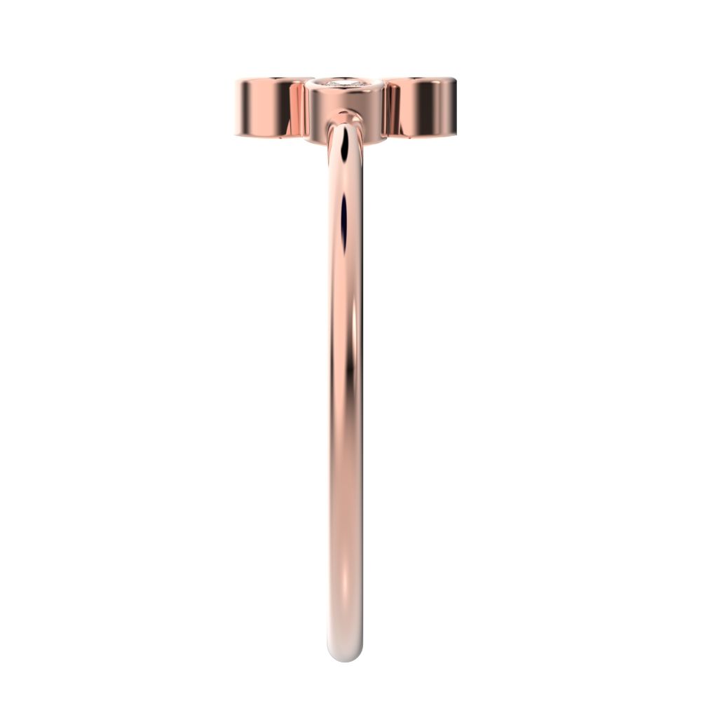 0.12 ct Round Cut Moissanite dainty Minimalist vertical bezel 4 stone cluster light 14K / 18K Solid Rose Gold everyday ring