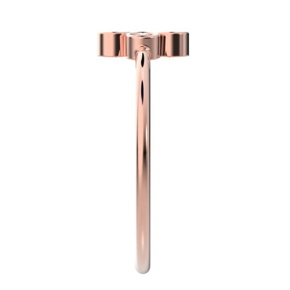 0.12 ct Round Cut Moissanite dainty Minimalist vertical bezel 4 stone cluster light 14K / 18K Solid Rose Gold everyday ring