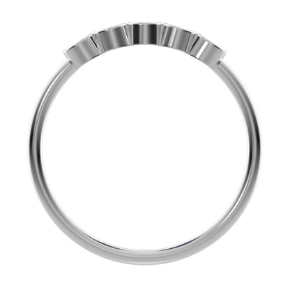 0.15 ct Round Cut Moissanite dainty Minimalist bezel Stackable 5 stone Stackable 14K / 18K Solid White Gold everyday wedding band