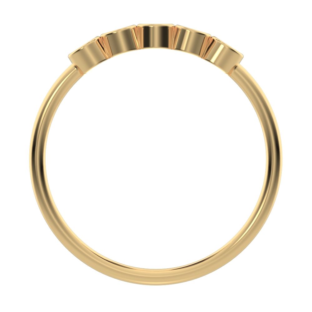 0.15 ct Round Cut Moissanite dainty Minimalist bezel Stackable 5 stone Stackable 14K / 18K Solid Yellow Gold everyday wedding band