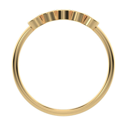 0.15 ct Round Cut Moissanite dainty Minimalist bezel Stackable 5 stone Stackable 14K / 18K Solid Yellow Gold everyday wedding band