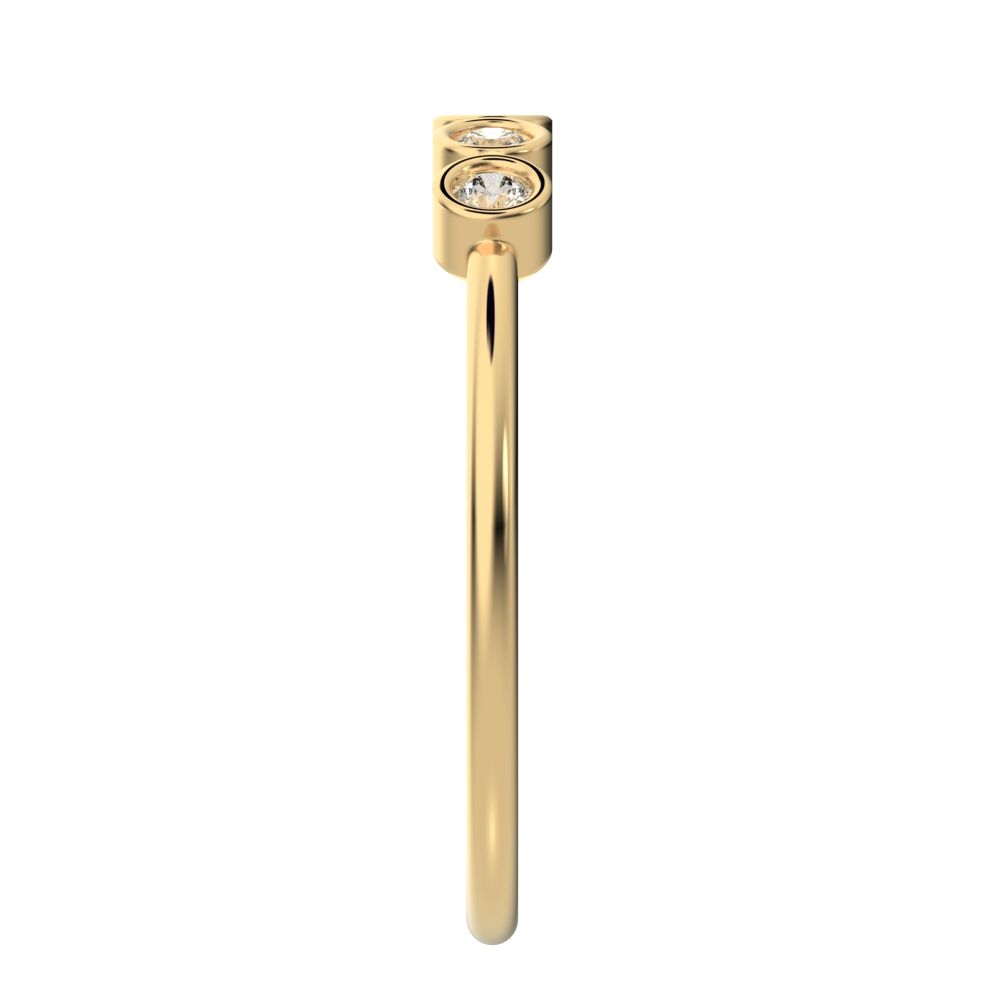 0.15 ct Round Cut Moissanite dainty Minimalist bezel Stackable 5 stone Stackable 14K / 18K Solid Yellow Gold everyday wedding band
