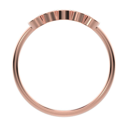 0.15Ct Round Cut Simulated Clear Diamond Minimalist bezel Stackable 5 stone Stackable 14K / 18K Solid Rose Gold everyday wedding band