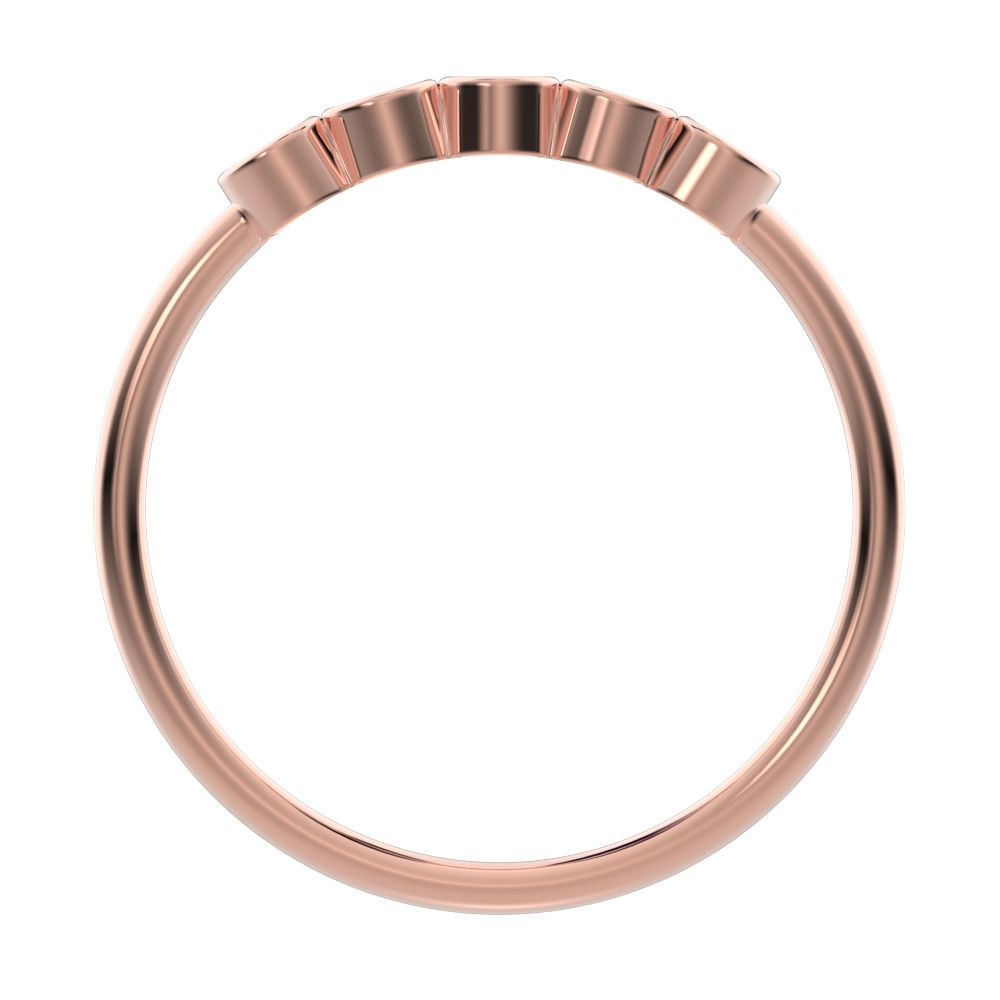 0.15 ct Round Cut Moissanite dainty Minimalist bezel Stackable 5 stone Stackable 14K / 18K Solid Rose Gold everyday wedding band