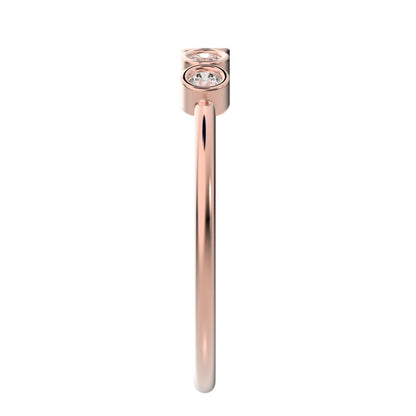 0.15 ct Round Cut Moissanite dainty Minimalist bezel Stackable 5 stone Stackable 14K / 18K Solid Rose Gold everyday wedding band