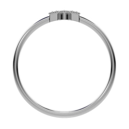 0.06Ct Round Cut Simulated Clear Diamond Horseshoe Semi-circle Milgrain pave Stackable 14K / 18K Solid White Gold everyday wedding band
