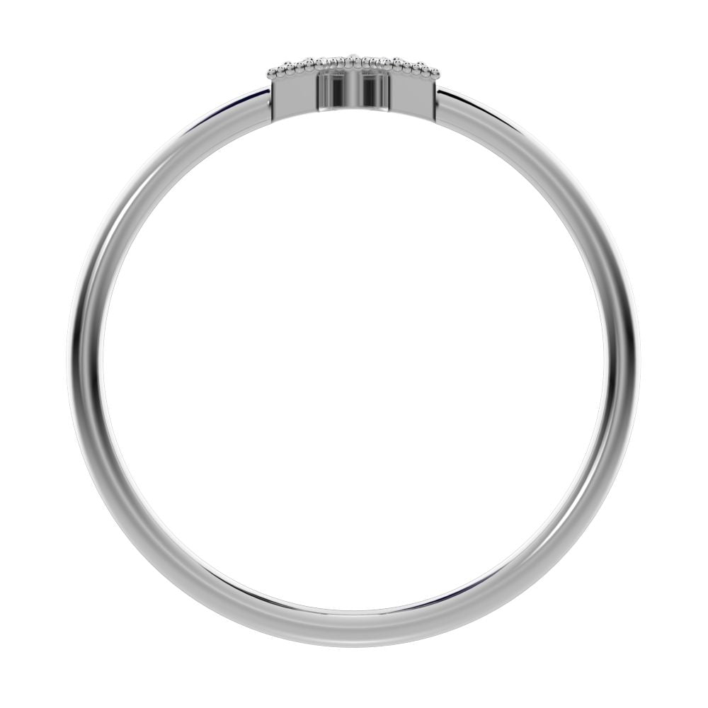0.06Ct Round Cut Moissanite Minimalist Horseshoe Semi-circle Milgrain pave Stackable 14K / 18K Solid White Gold everyday wedding band