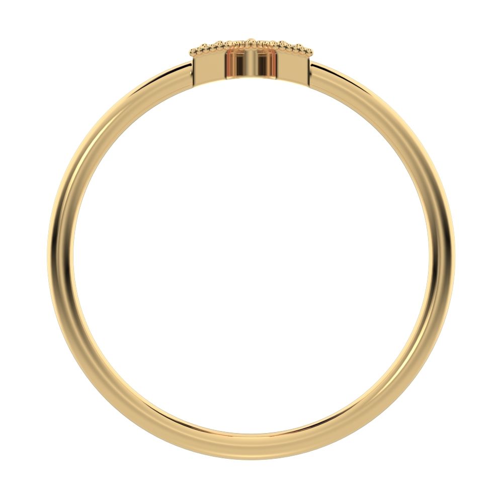 0.06Ct Round Cut Moissanite Minimalist Horseshoe Semi-circle Milgrain pave Stackable 14K / 18K Solid Yellow Gold everyday wedding band