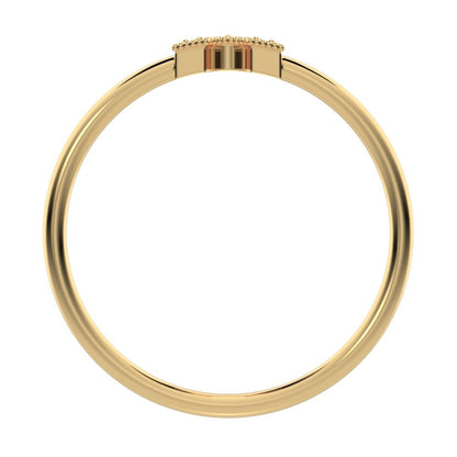 0.06Ct Round Cut Moissanite Minimalist Horseshoe Semi-circle Milgrain pave Stackable 14K / 18K Solid Yellow Gold everyday wedding band