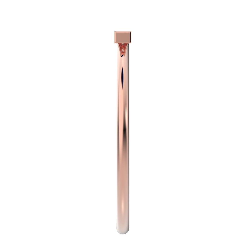 0.045 ct Round Cut Simulated Clear Diamond dainty Minimalist Stackable pinky bar pave 14K / 18K Solid Rose Gold everyday wedding band
