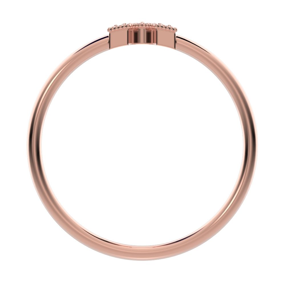 0.06Ct Round Cut Moissanite dainty Minimalist Horseshoe Semi-circle Milgrain pave Stackable 14K / 18K Solid Rose Gold everyday wedding band