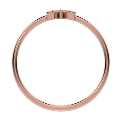 0.06Ct Round Cut Moissanite dainty Minimalist Horseshoe Semi-circle Milgrain pave Stackable 14K / 18K Solid Rose Gold everyday wedding band