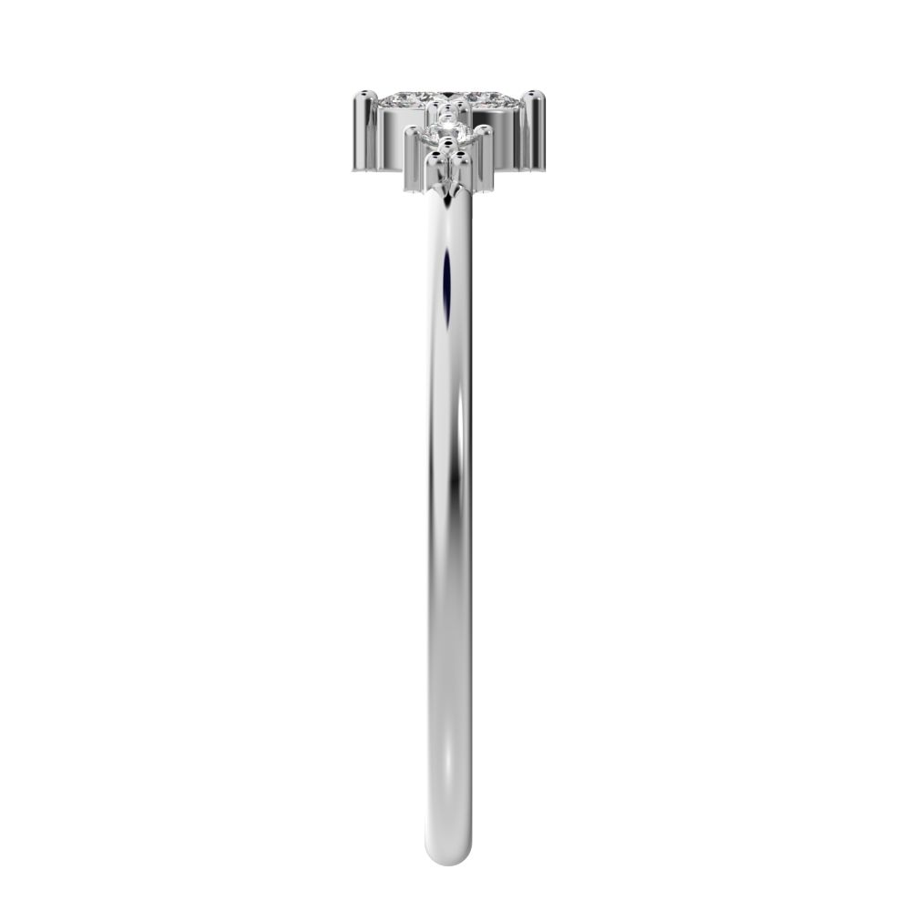 0.145 ct Marquise Cut Moissanite dainty Minimalist 3 stone Milgrain solitaire with accents light 14K / 18K Solid White Gold everyday ring