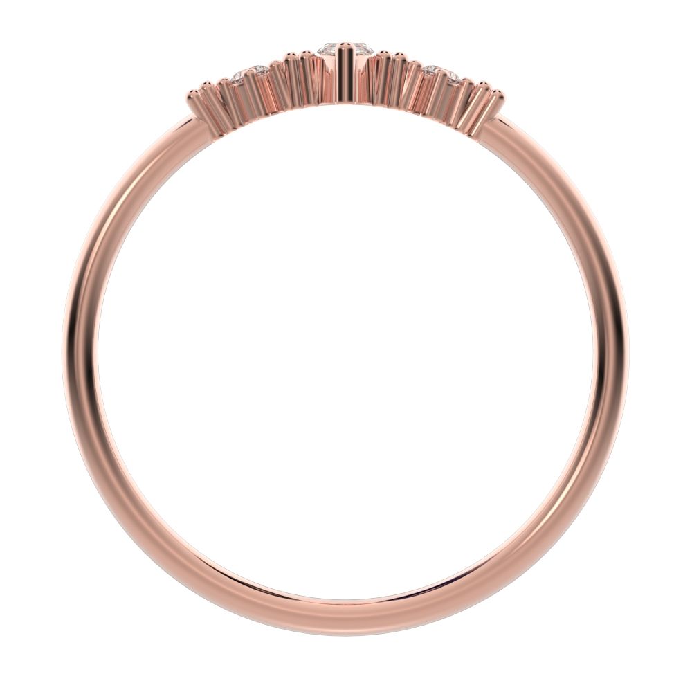 0.145 ct Marquise Cut Simulated Clear Diamond dainty Minimalist 3 stone solitaire with accents 14K / 18K Solid Rose Gold everyday ring