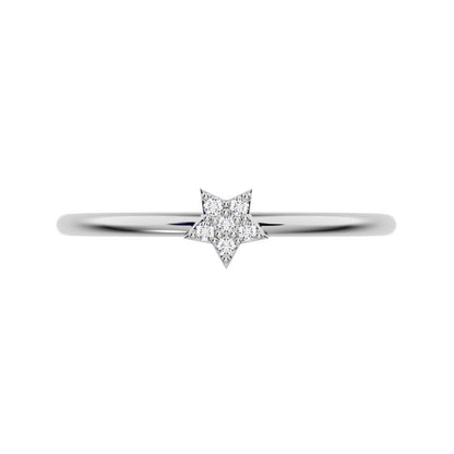 0.03 ct Round Cut Simulated Clear Diamond dainty Minimalist dainty floral star cluster halo 14K / 18K Solid White Gold everyday ring