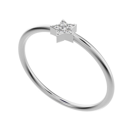 0.03 ct Round Cut Simulated Clear Diamond dainty Minimalist dainty floral star cluster halo 14K / 18K Solid White Gold everyday ring