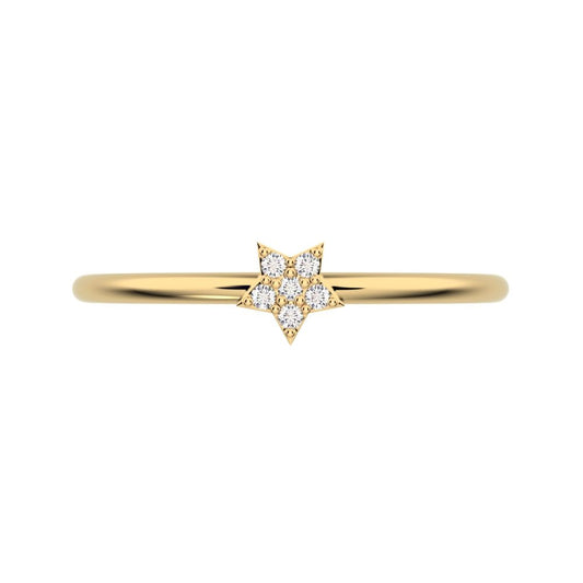 0.03 ct Round Cut Simulated Clear Diamond dainty Minimalist dainty floral star cluster halo 14K / 18K Solid Yellow Gold everyday ring