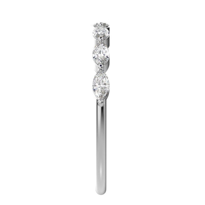 0.7Ct Marquise Cut Simulated Clear Diamond Minimalist Stackable half eternity halo eye 14K / 18K Solid White Gold everyday wedding band