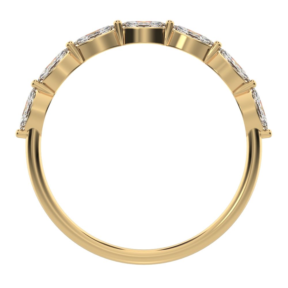0.7Ct Marquise Cut Simulated Clear Diamond Minimalist Stackable half eternity halo eye 14K / 18K Solid Yellow Gold everyday wedding band