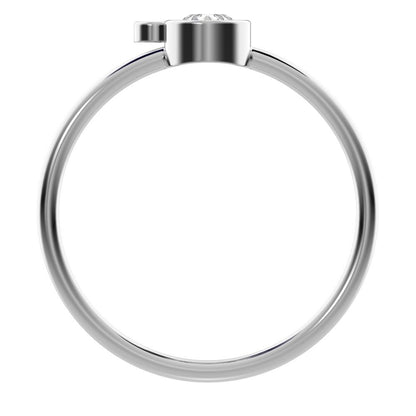 0.42 ct Pear Cut Simulated Clear Diamond dainty Minimalist 3 stone eye bezel Toi et Moi 14K / 18K Solid White Gold everyday ring