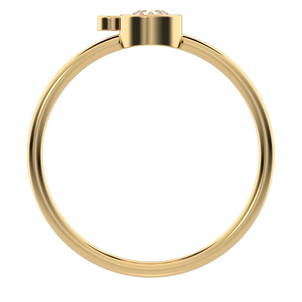 0.42 ct Pear Cut Simulated Clear Diamond dainty Minimalist 3 stone eye bezel Toi et Moi 14K / 18K Solid Yellow Gold everyday ring