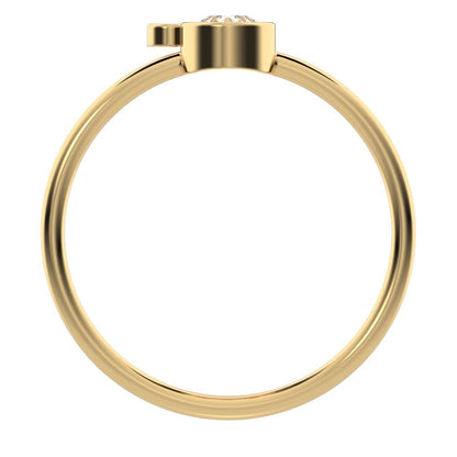 0.42 ct Pear Cut Simulated Clear Diamond dainty Minimalist 3 stone eye bezel Toi et Moi 14K / 18K Solid Yellow Gold everyday ring