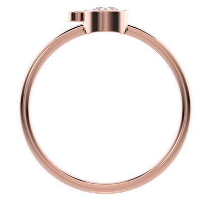 0.42 ct Pear Cut Simulated Clear Diamond dainty Minimalist 3 stone eye bezel Toi et Moi 14K / 18K Solid Rose Gold everyday ring