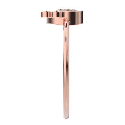0.42 ct Pear Cut Moissanite dainty Minimalist 3 stone eye bezel Toi et Moi 14K / 18K Solid Rose Gold everyday ring