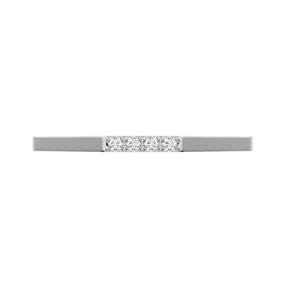 0.04Ct Round Cut Simulated Clear Diamond Minimalist Stackable half eternity bar simple 14K / 18K Solid White Gold everyday wedding band